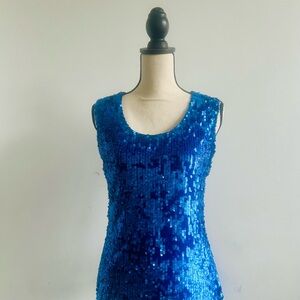 Blue Sequin Tank Top